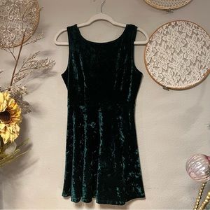 Dark Green Velvet Mini Dress
